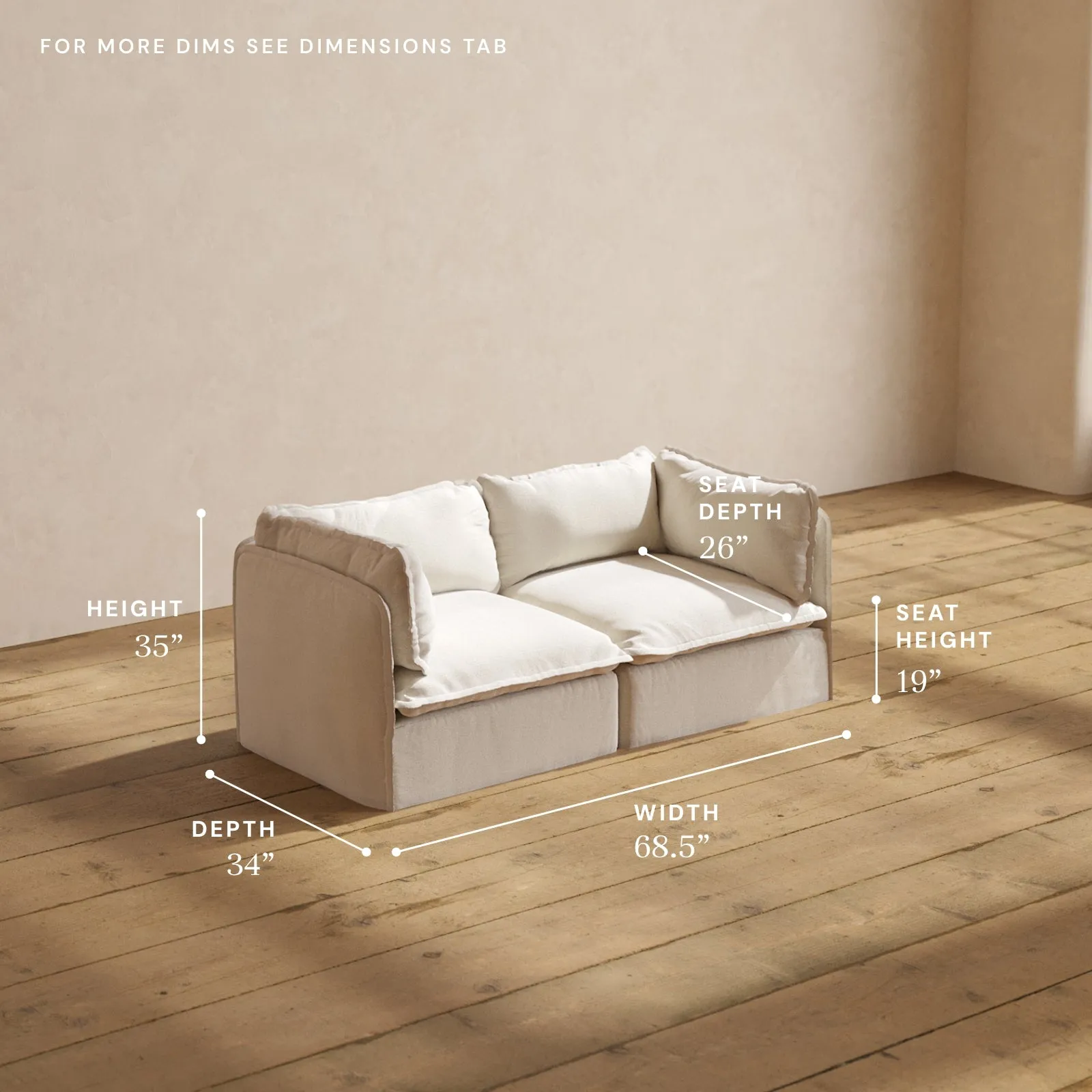 Modular Performance 2-Seater in Flour | Relaxed Blend