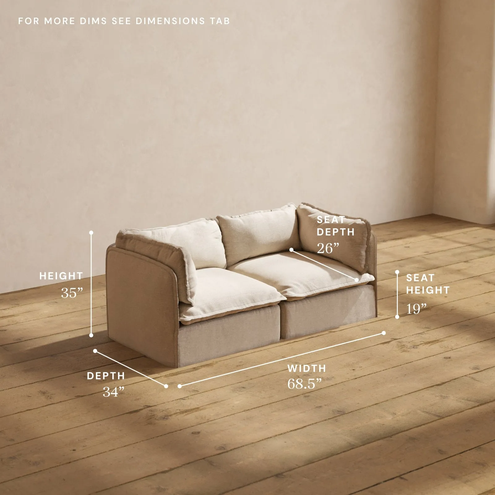 Modular Performance 2-Seater in Oat | Relaxed Blend