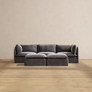 Modular Performance 3-Seater   Bench Ottoman in Cinder | Relaxed Blend