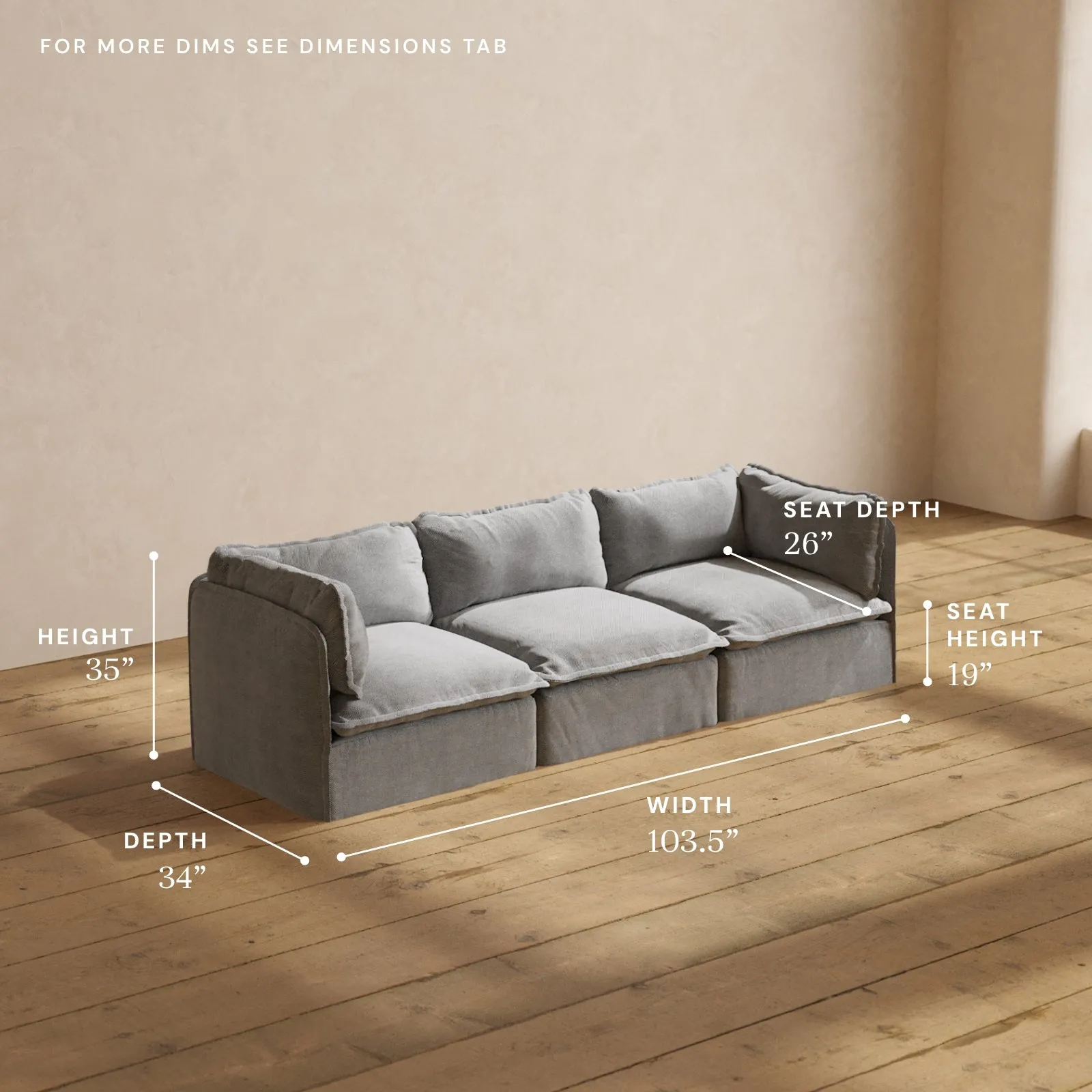 Modular Performance 3-Seater in Ash | Relaxed Blend