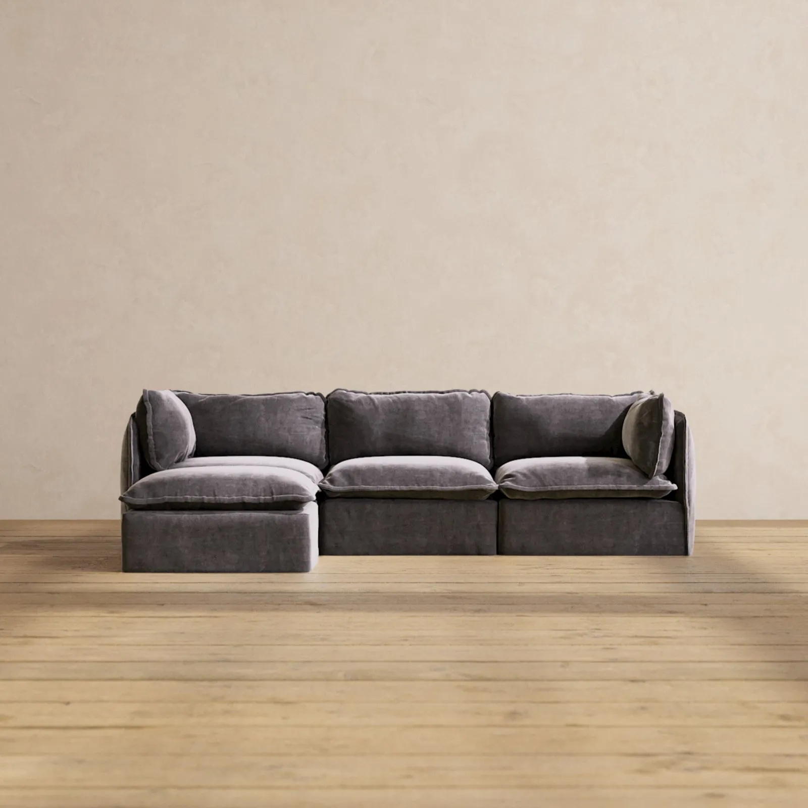 Modular Performance 3-Seater Sectional in Cinder | Relaxed Blend