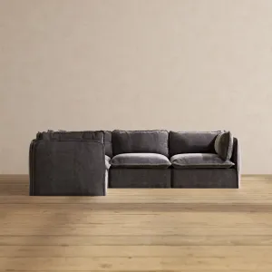 Modular Performance 4-Seater Corner Sectional in Cinder | Relaxed Blend