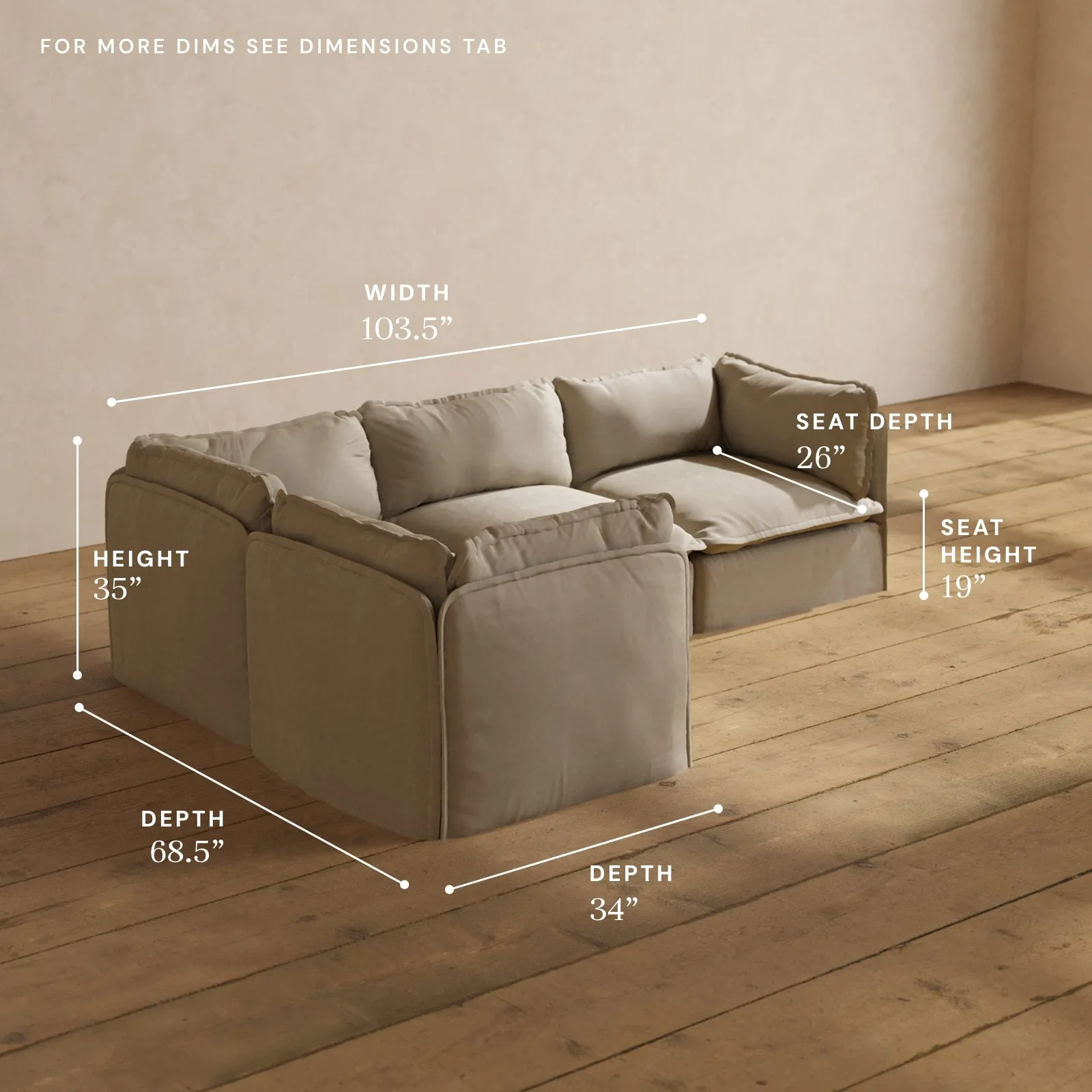 Modular Performance 4-Seater Corner Sectional in Dune | Relaxed Blend