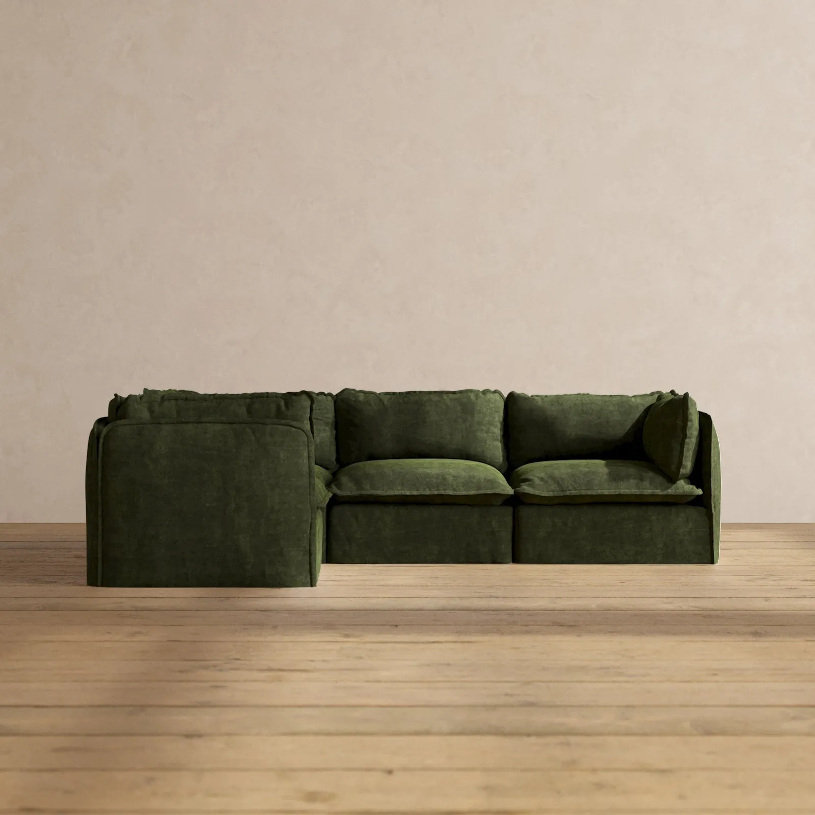 Modular Performance 4-Seater Corner Sectional in Olive | Relaxed Blend