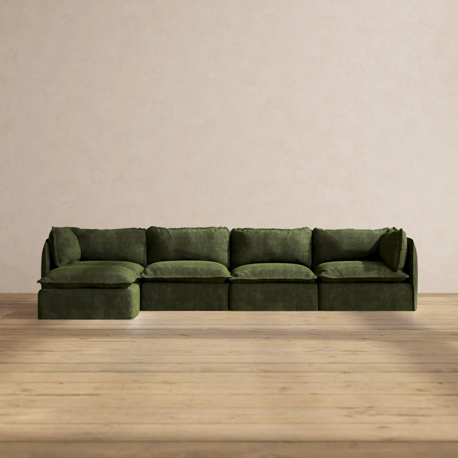 Modular Performance 4-Seater Sectional in Olive | Relaxed Blend