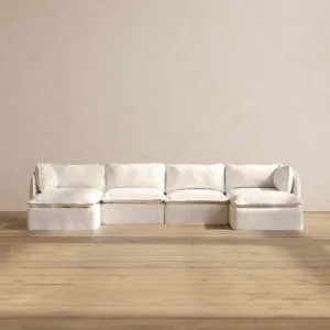 Modular Performance 4-Seater U-Sectional in Mousse | Relaxed Blend