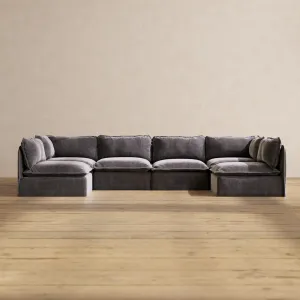 Modular Performance 6-Seater Open-Ends U-Sectional in Cinder | Relaxed Blend