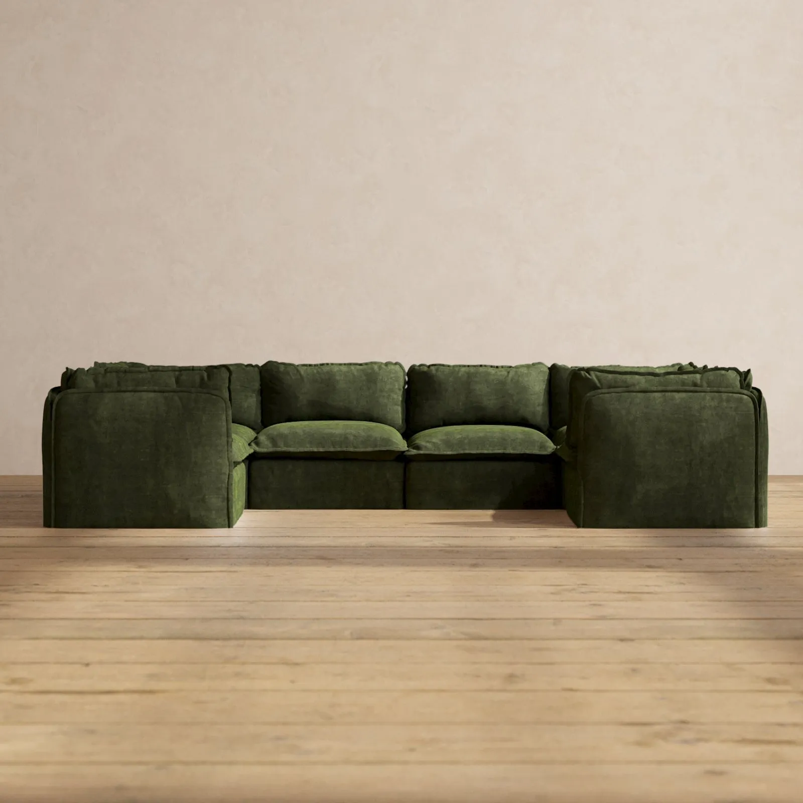 Modular Performance 6-Seater U-Sectional in Olive | Relaxed Blend