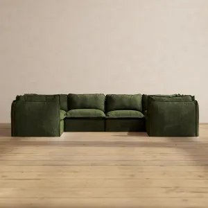 Modular Performance 6-Seater U-Sectional in Olive | Relaxed Blend