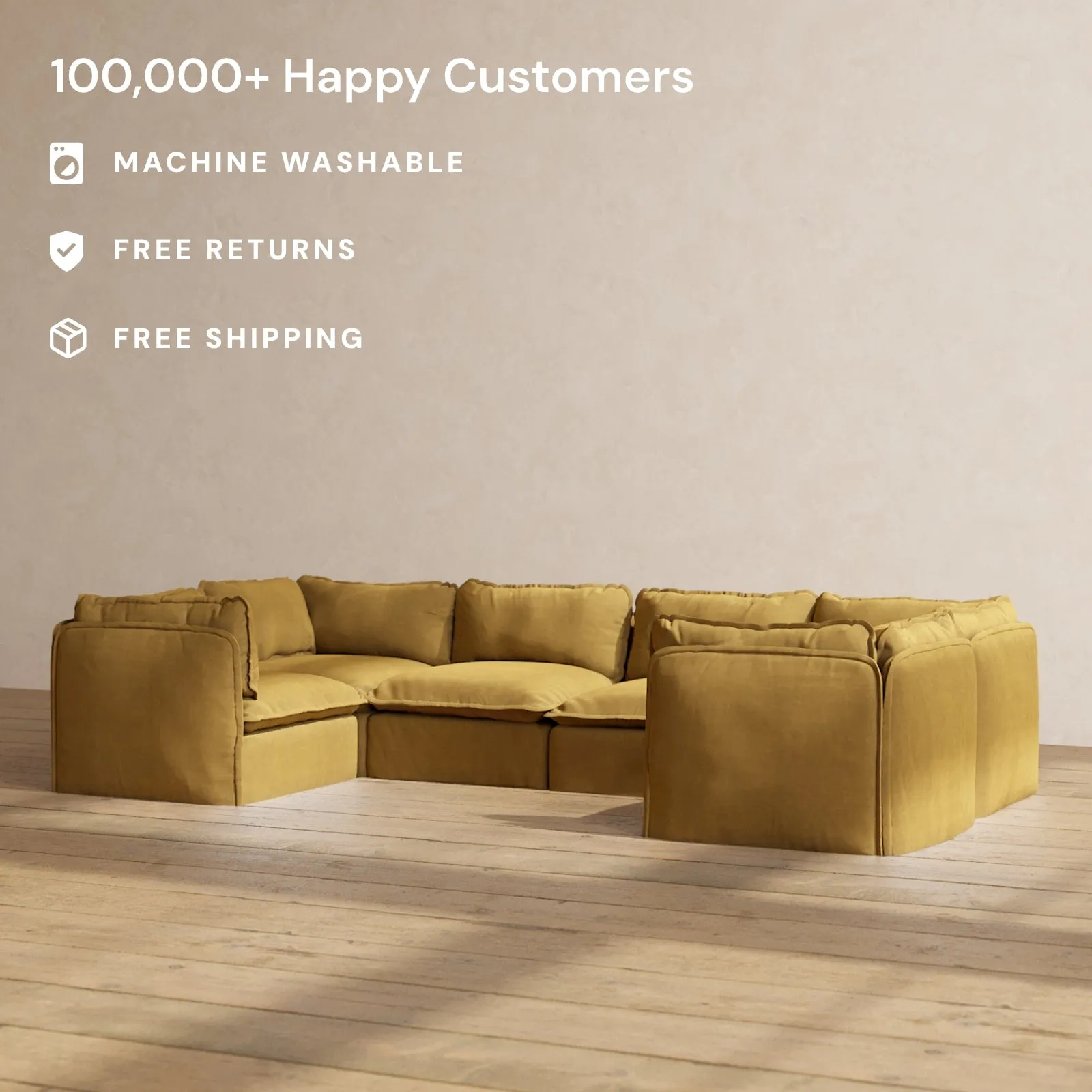 Modular Performance 6-Seater U-Sectional in Toffee | Relaxed Blend