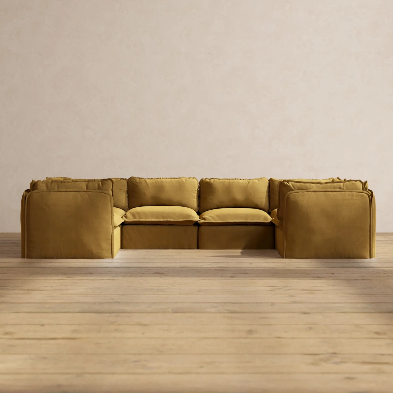 Modular Performance 6-Seater U-Sectional in Toffee | Relaxed Blend