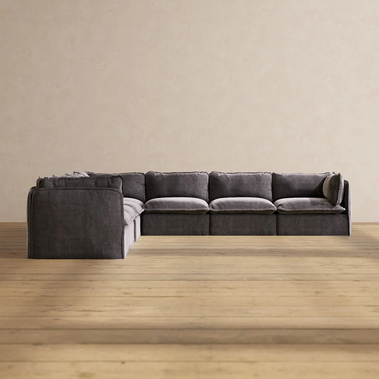 Modular Performance 7-Seater Corner Sectional in Cinder | Relaxed Blend