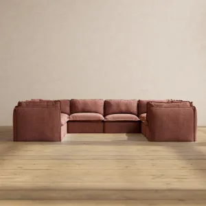 Modular Performance 8-Seater U-Sectional in Chestnut | Relaxed Blend