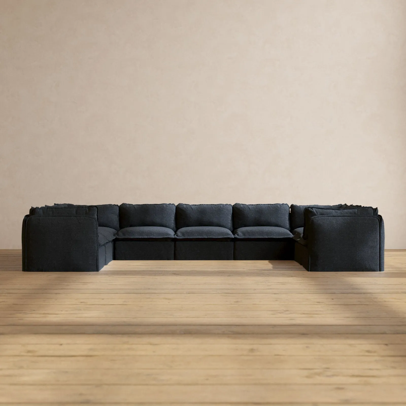 Modular Performance 9-Seater U-Sectional in Indigo | Relaxed Blend