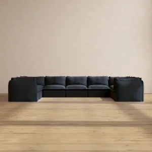 Modular Performance 9-Seater U-Sectional in Indigo | Relaxed Blend