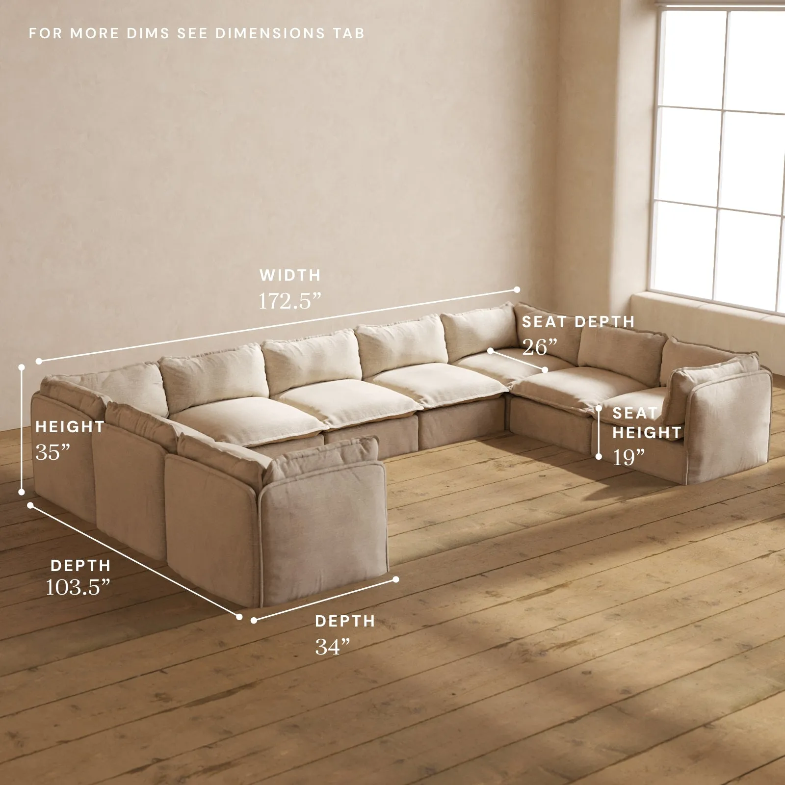 Modular Performance 9-Seater U-Sectional in Oat | Relaxed Blend