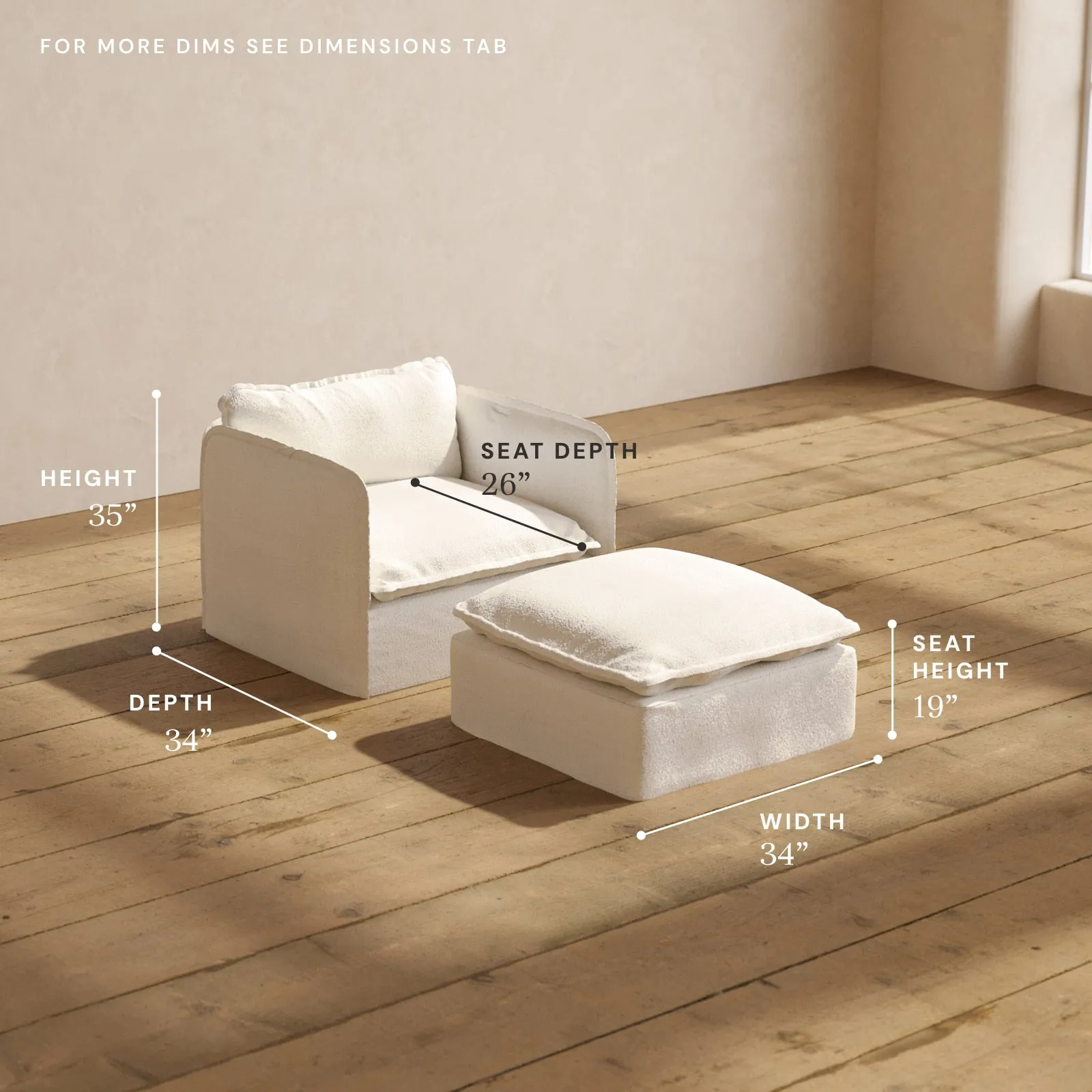 Modular Performance Armchair & Ottoman in Mousse | Relaxed Blend