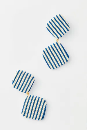 Navy and White Striped Jillian Earrings