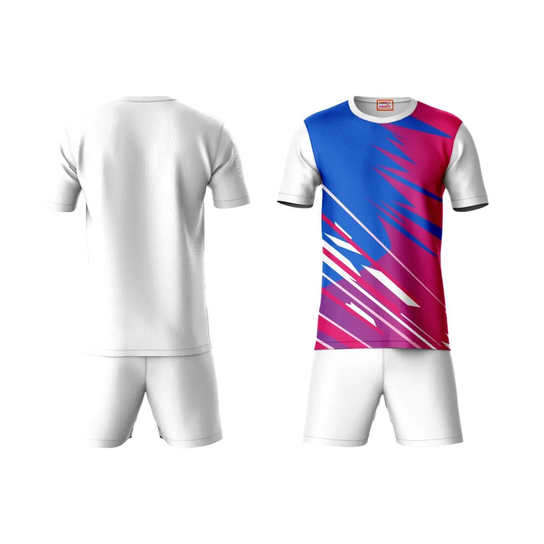 Next Print Round neck jersey white with shorts NPTS117