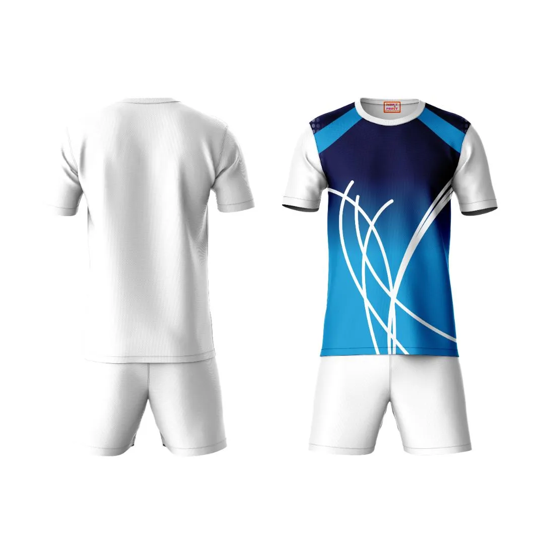 Next Print Round neck jersey white with shorts NPTS134