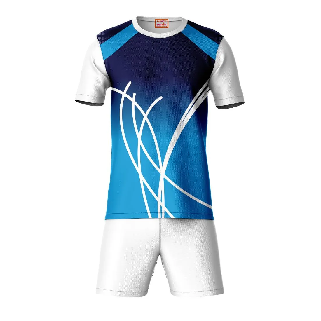 Next Print Round neck jersey white with shorts NPTS134