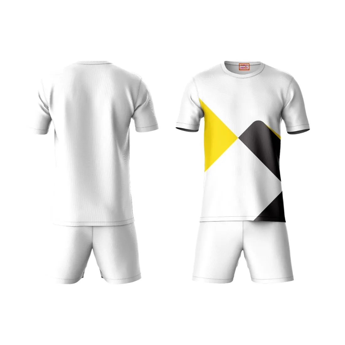 Next Print Round neck jersey white with shorts NPTS141