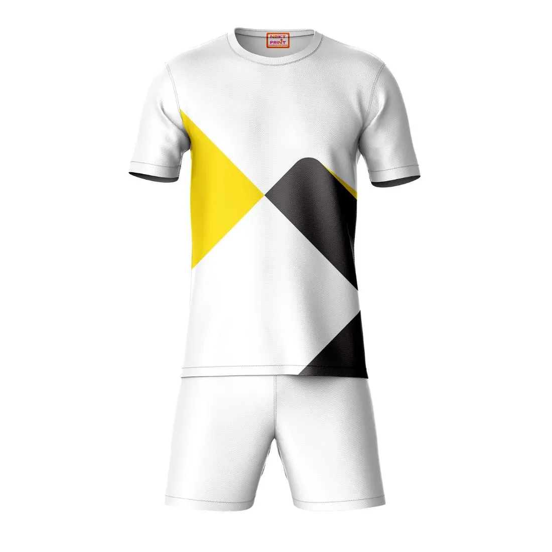 Next Print Round neck jersey white with shorts NPTS141