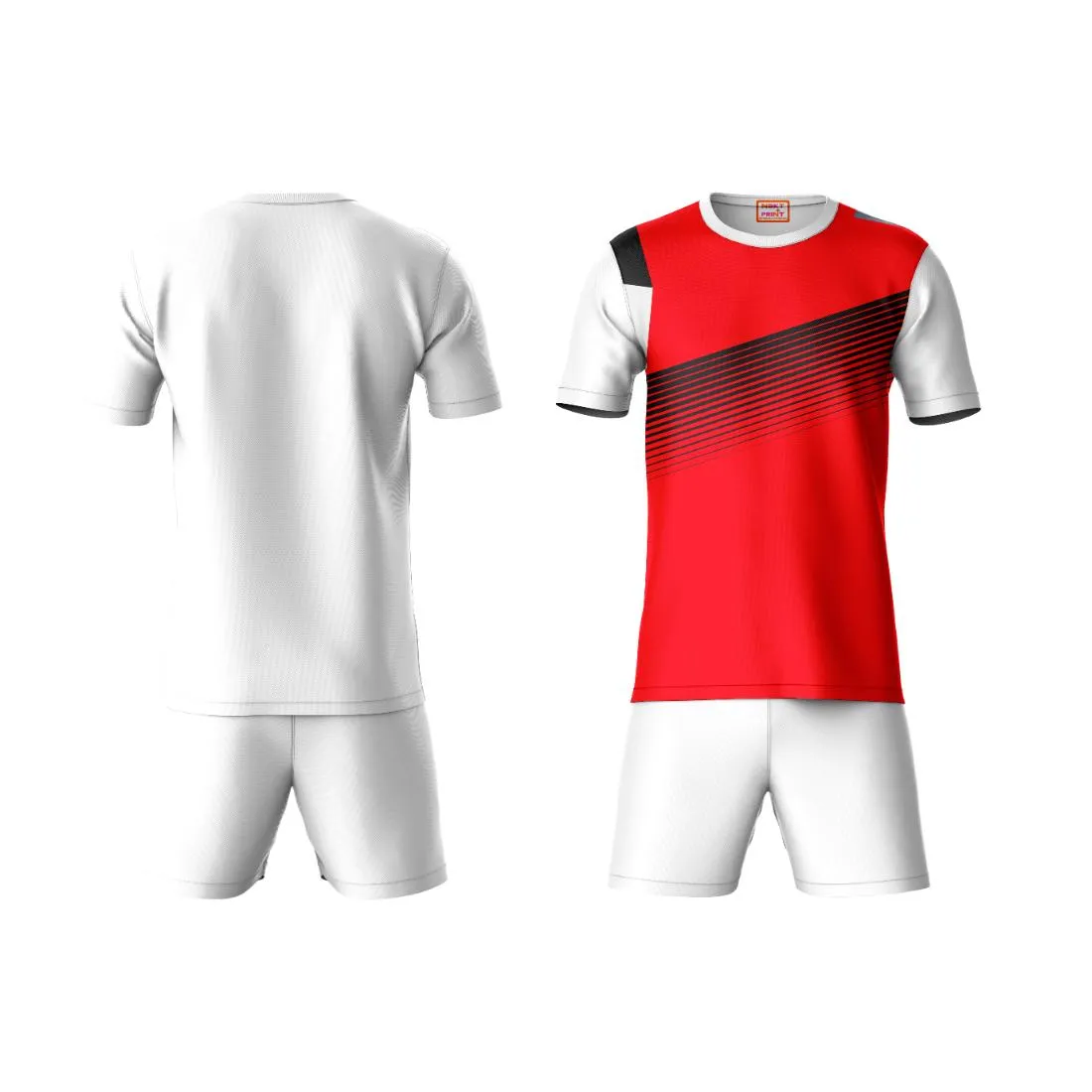 Next Print Round neck jersey white with shorts NPTS151