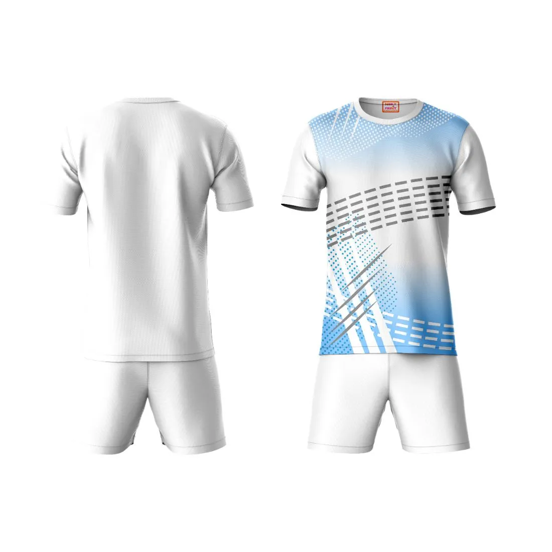 Next Print Round neck jersey white with shorts NPTS168