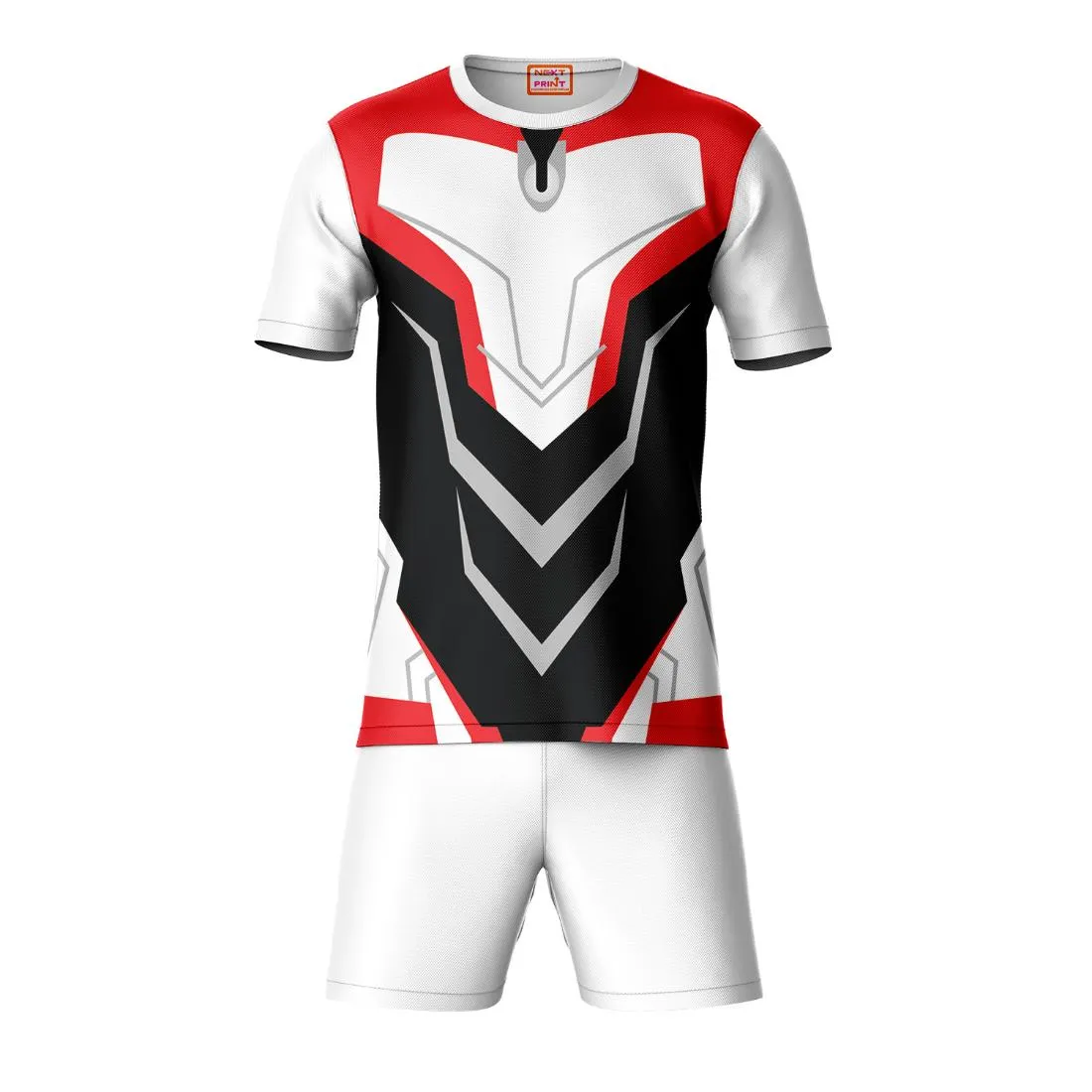 Next Print Round neck jersey white with shorts NPTS176