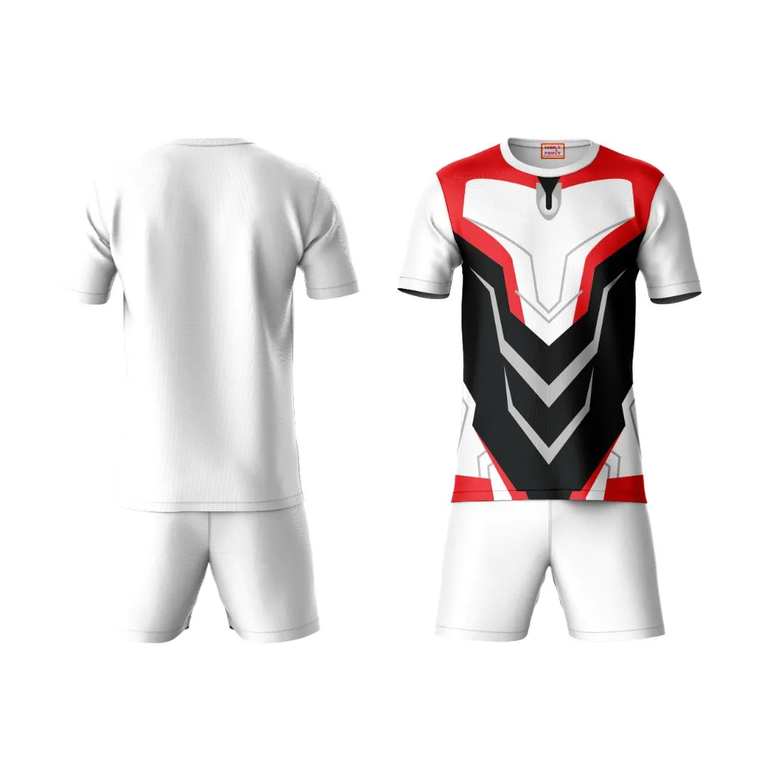 Next Print Round neck jersey white with shorts NPTS176