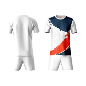 Next Print Round neck jersey white with shorts NPTS179