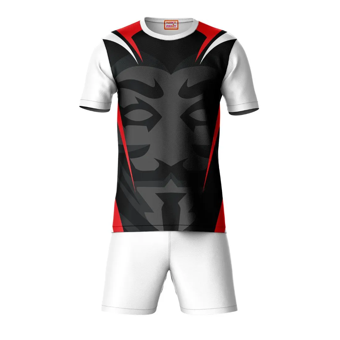 Next Print Round neck jersey white with shorts NPTS186