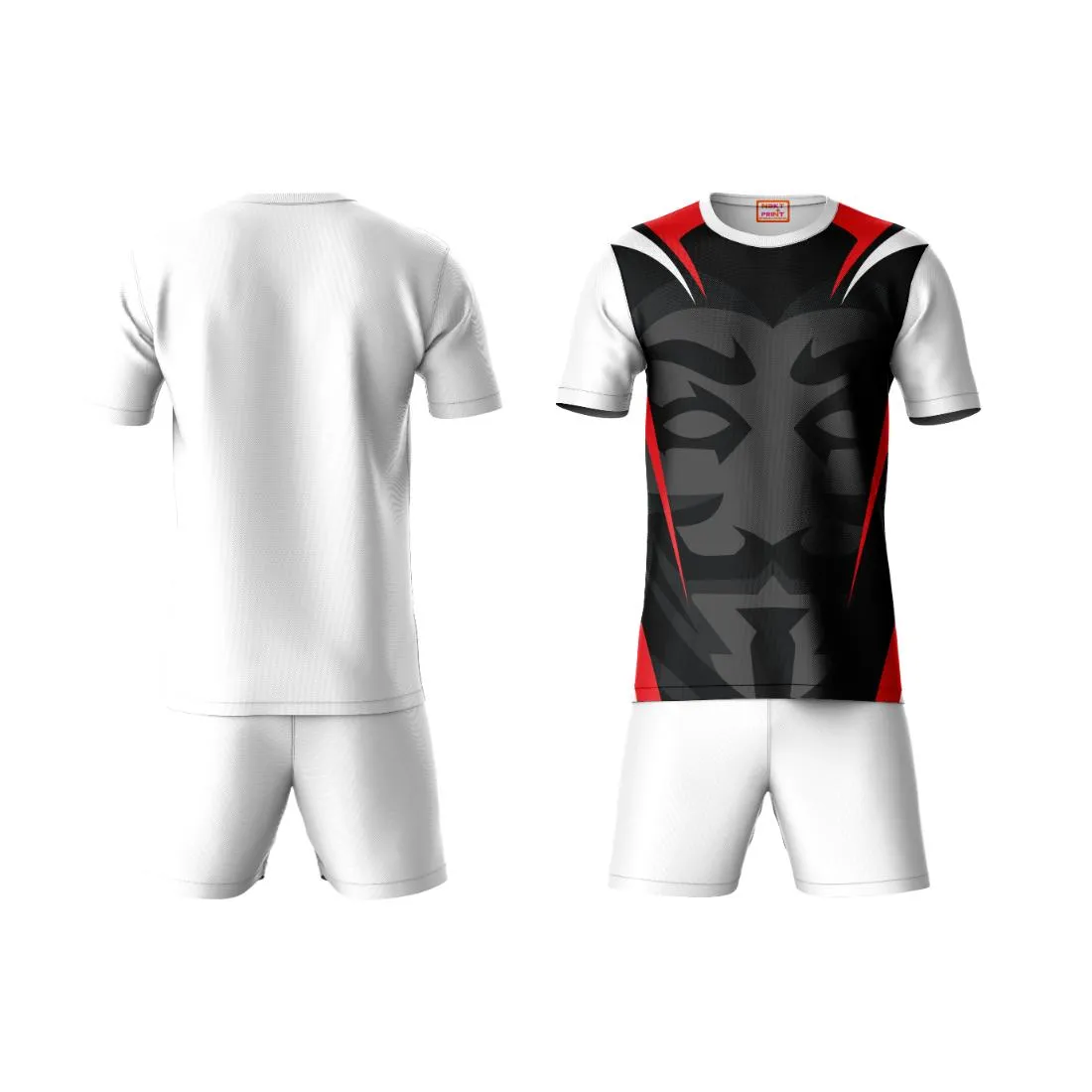 Next Print Round neck jersey white with shorts NPTS186