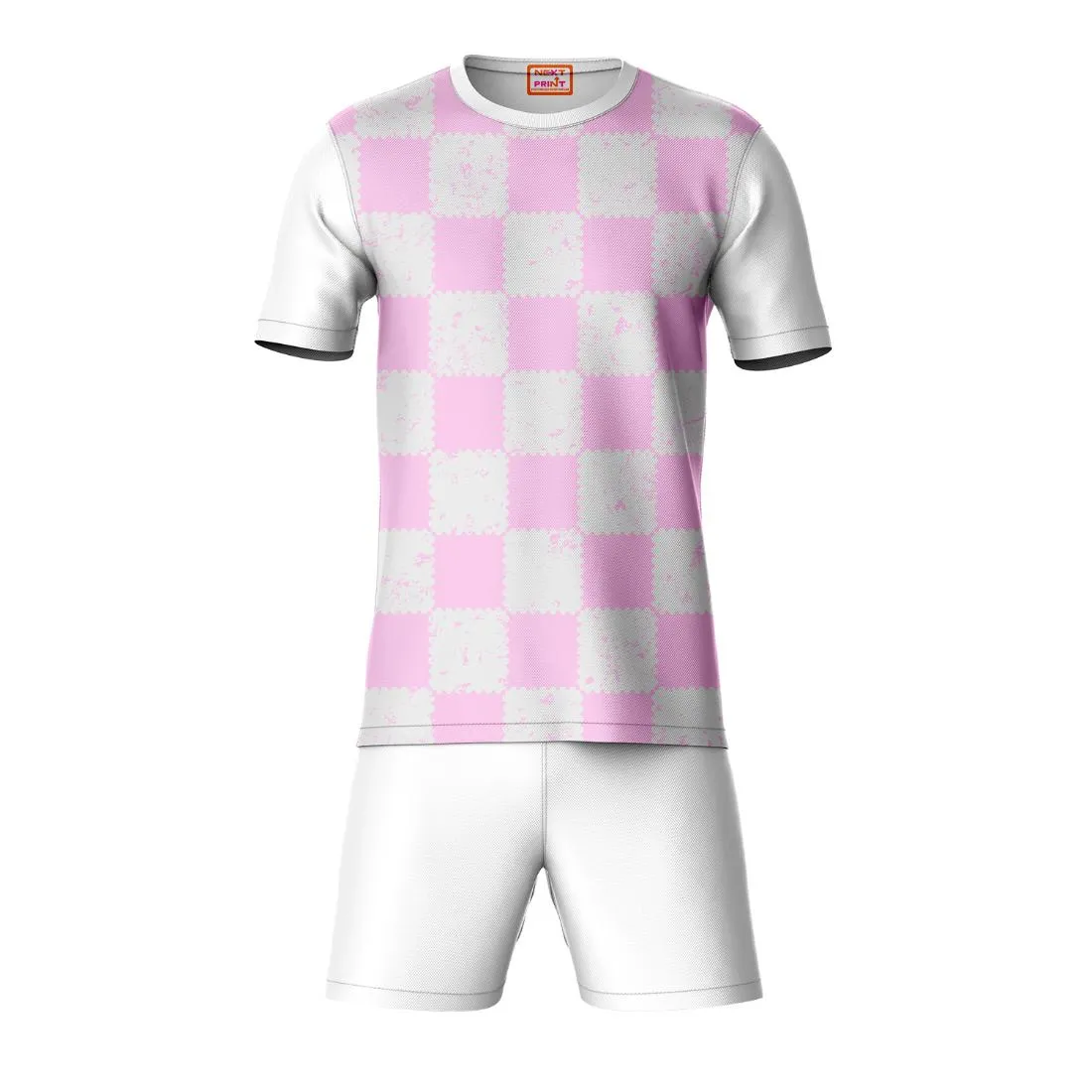 Next Print Round neck jersey white with shorts NPTS36