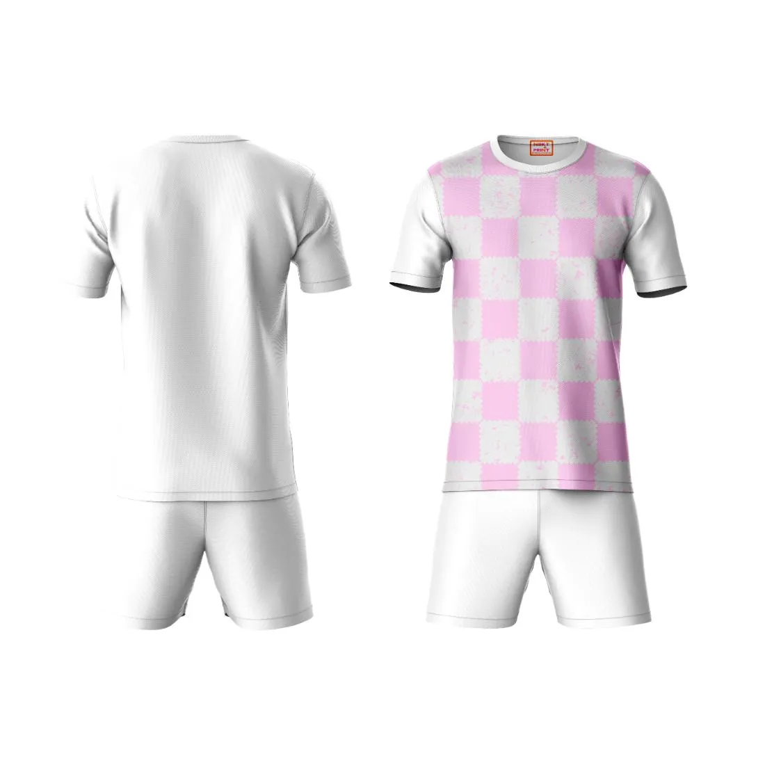 Next Print Round neck jersey white with shorts NPTS36