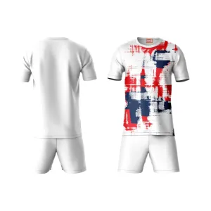 Next Print Round neck jersey white with shorts NPTS41