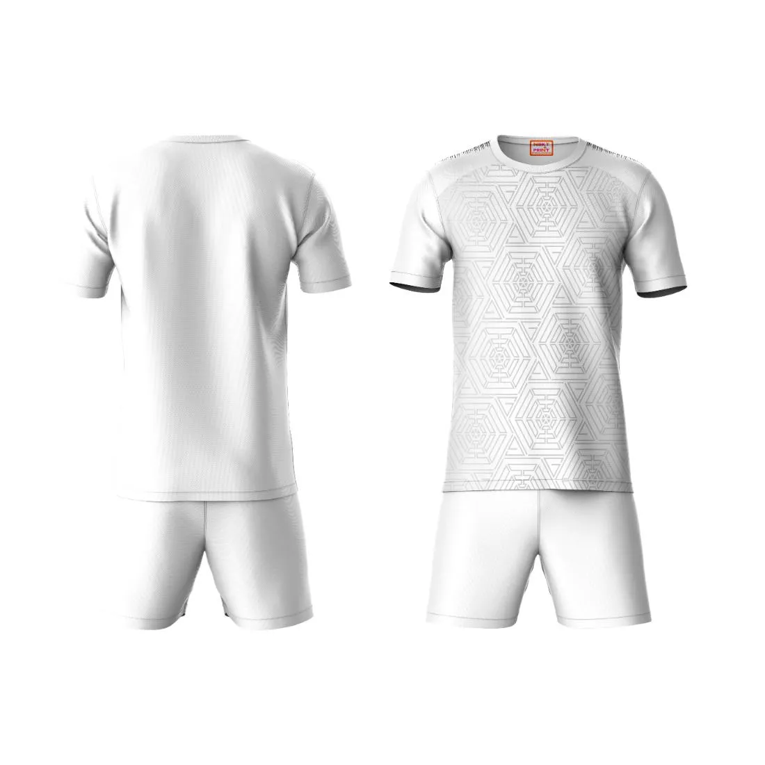 Next Print Round neck jersey white with shorts NPTS57