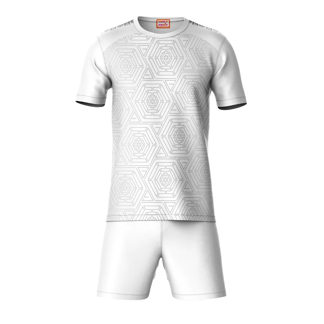 Next Print Round neck jersey white with shorts NPTS57