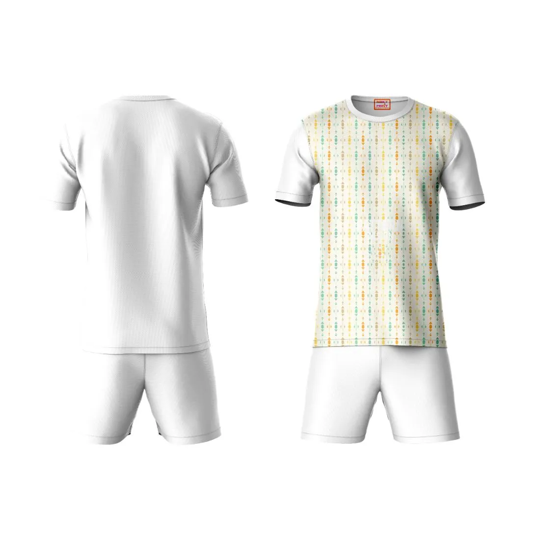 Next Print Round neck jersey white with shorts NPTS65