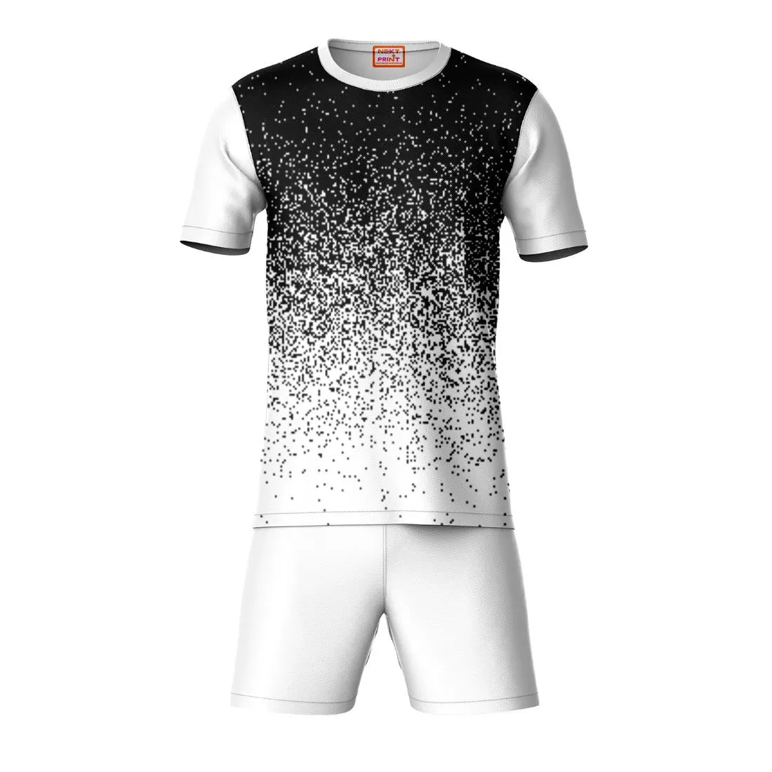 Next Print Round neck jersey white with shorts NPTS70