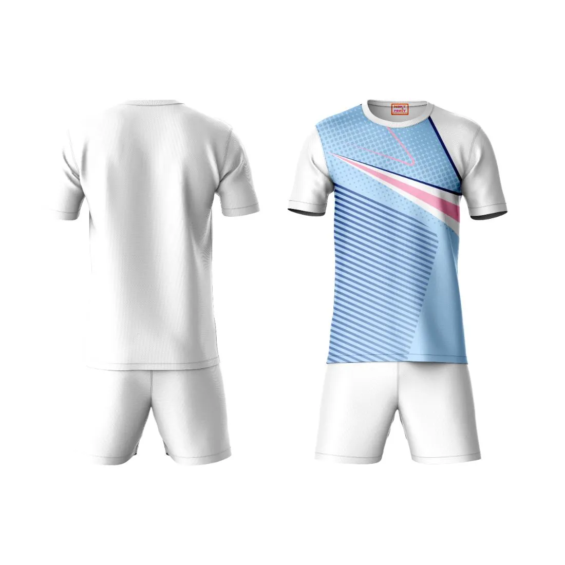 Next Print Round neck jersey white with shorts NPTS85