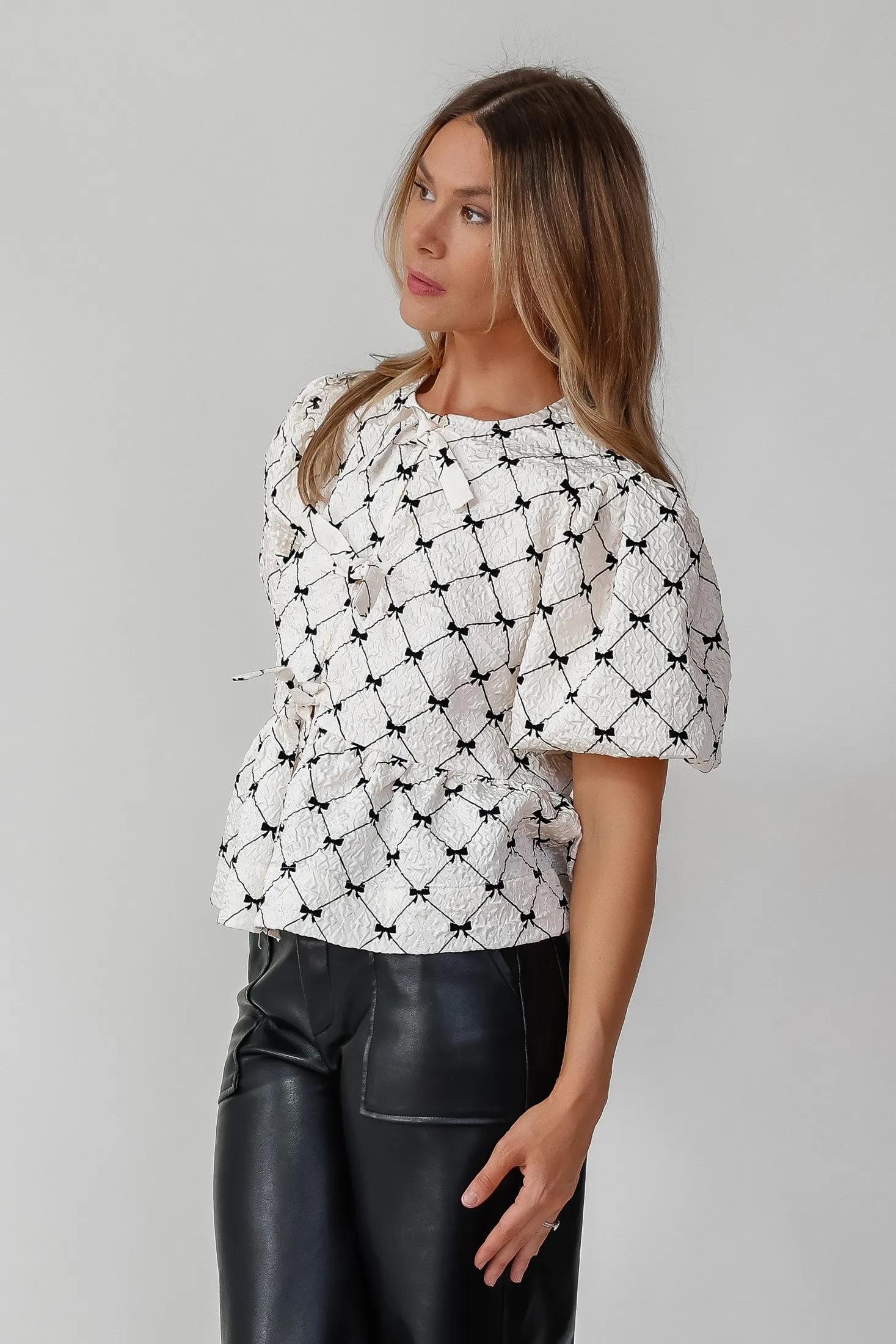 Norah Ivory Bow Front Tie Top - Final Sale