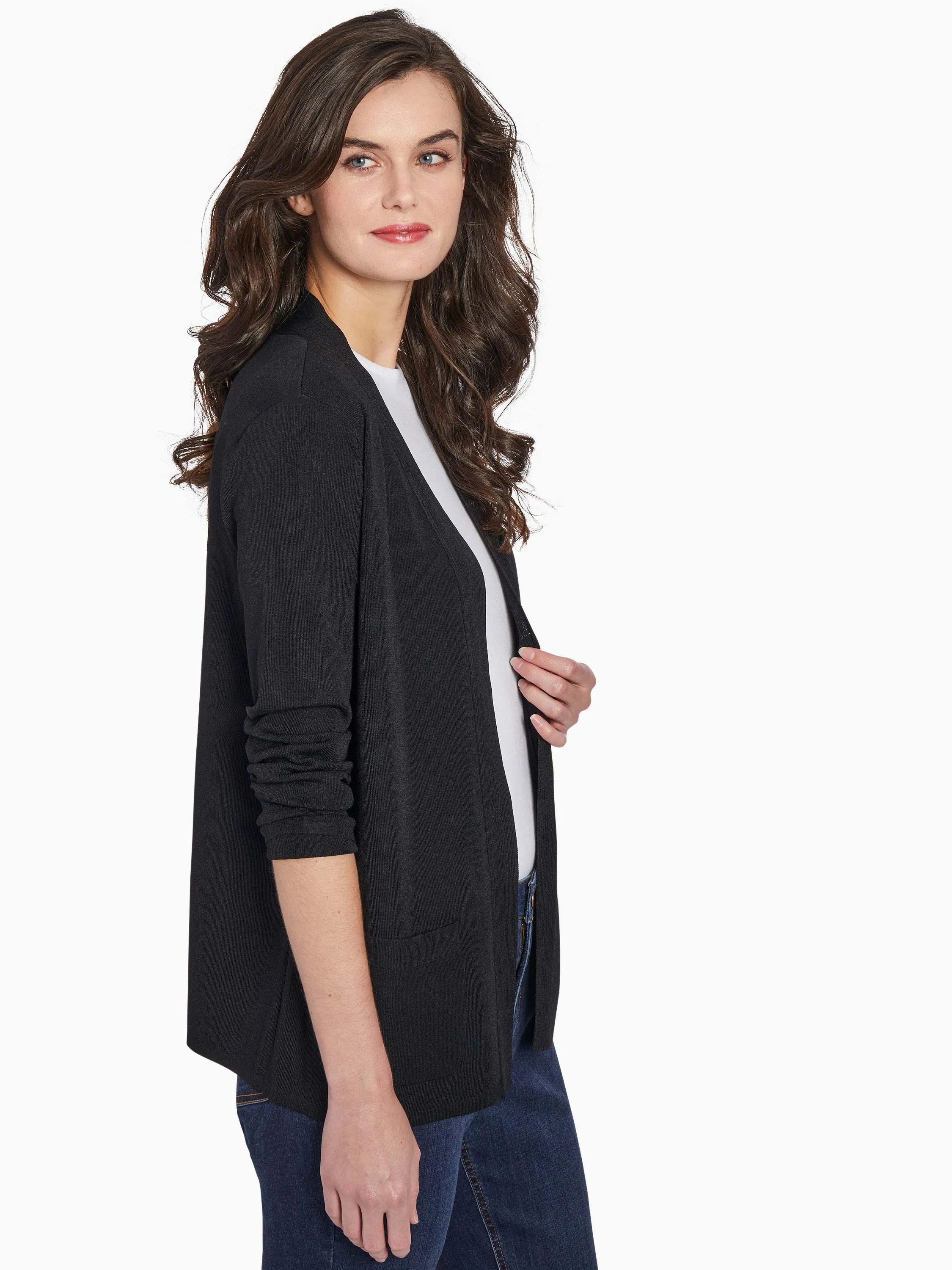 Open Front Cardigan With Pockets