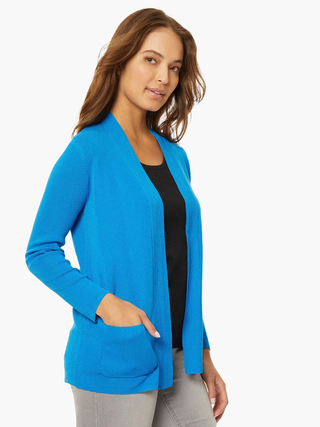 Open Front Cardigan With Pockets