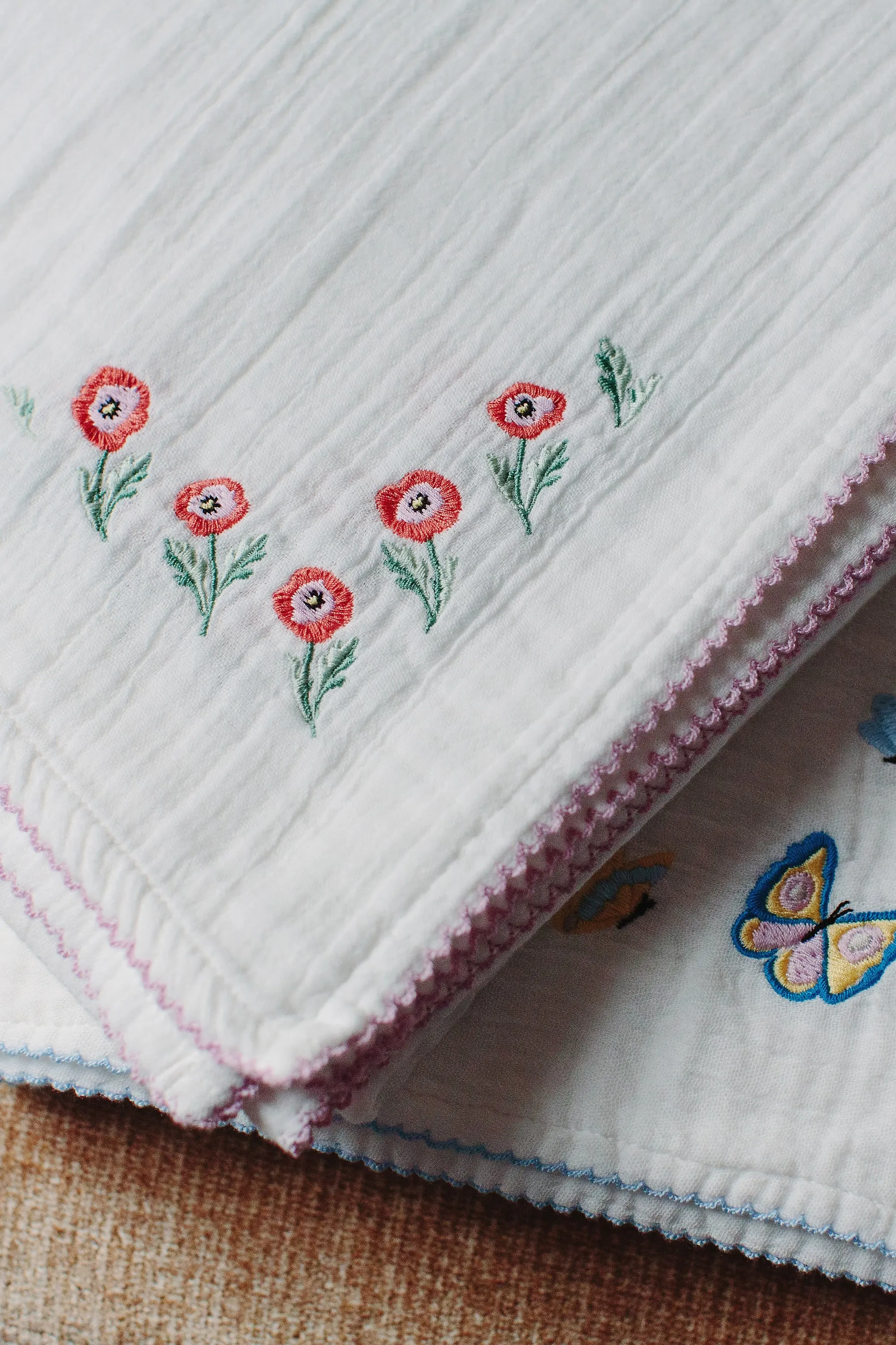 Poppy Embroidered Shawl Blanket