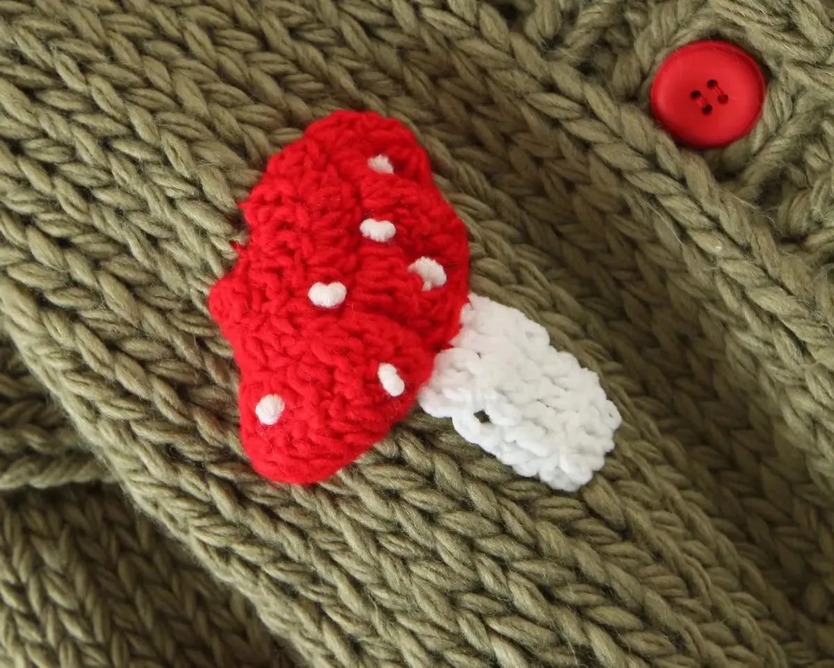 Pre Order:  3D Mushrooms Knitted Cardigan