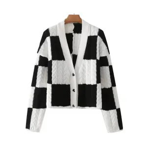 Pre Order:  Checkered Knit Crop Jacket