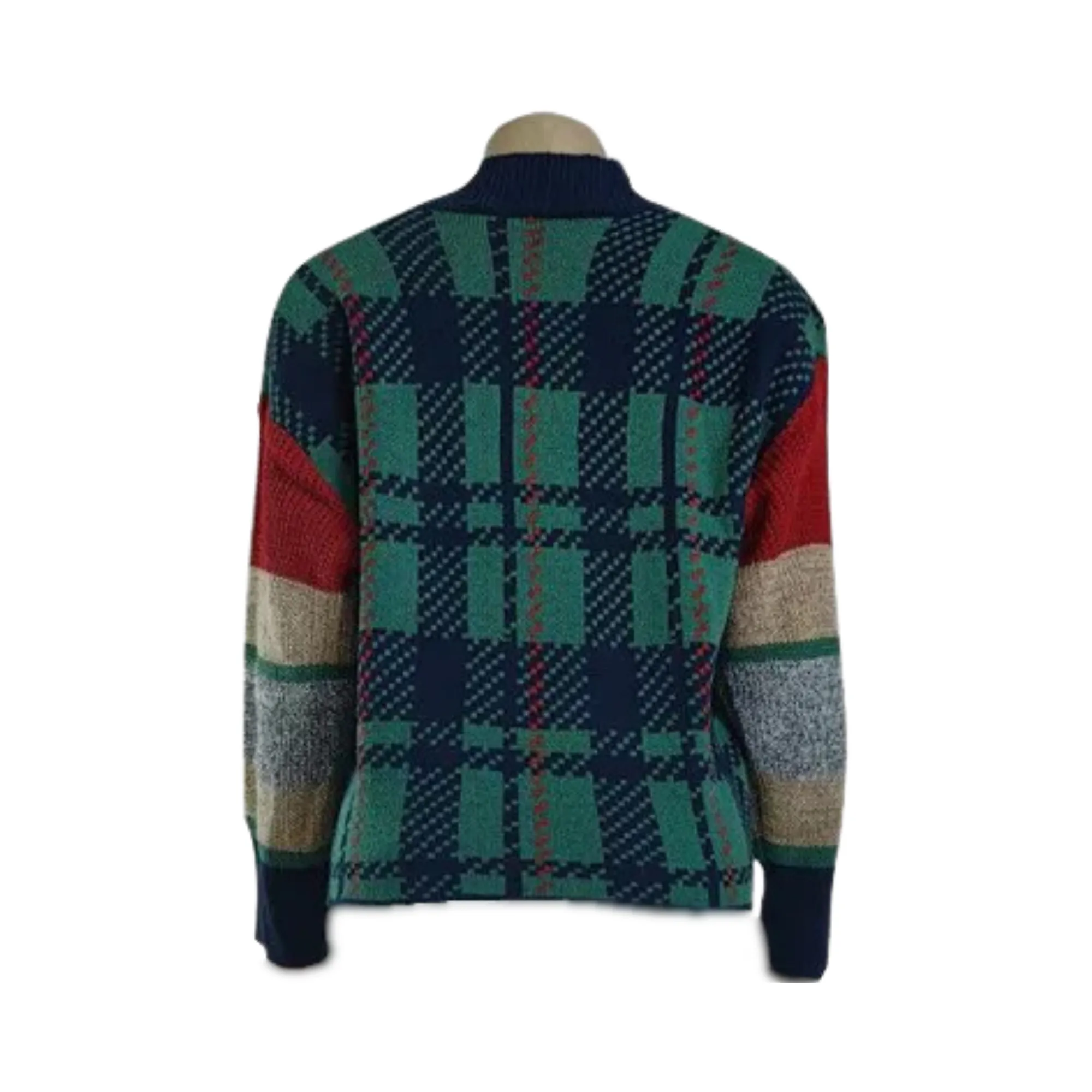 Pre Order:  Knitted Plaid Cropped Cardigan Sweater