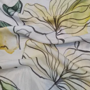 Premium White Tropical Print  Muslin Fabric